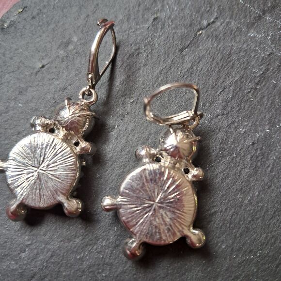 Rhinestone Earrings Silvertone 1.5 Inch - Picture 4 of 4